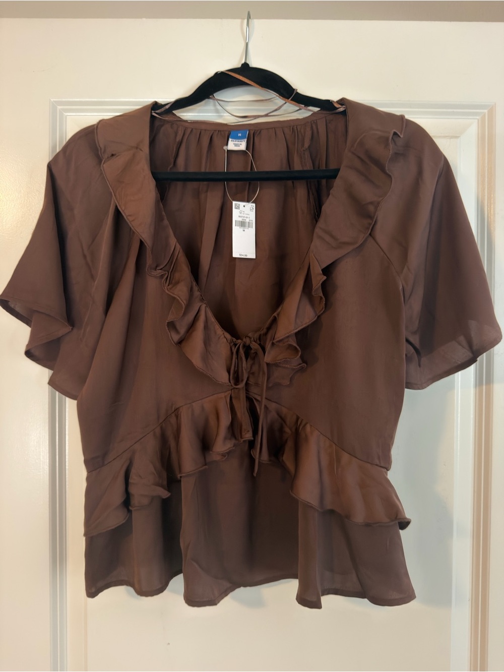 Old Navy Satin Ruffle Tie-Front Top – NWT - Size Medium AND Large